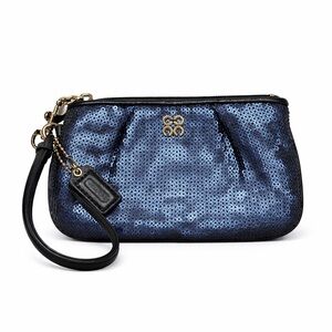COACH Op Art Blue Sequin Wristlet